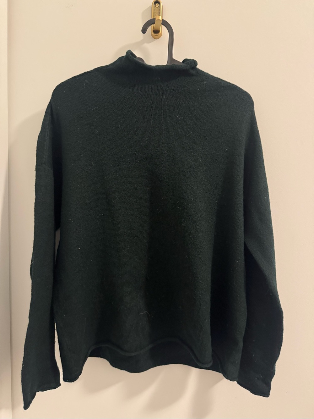 OAK + FORT Dark Forest Green Mock Neck Sweater